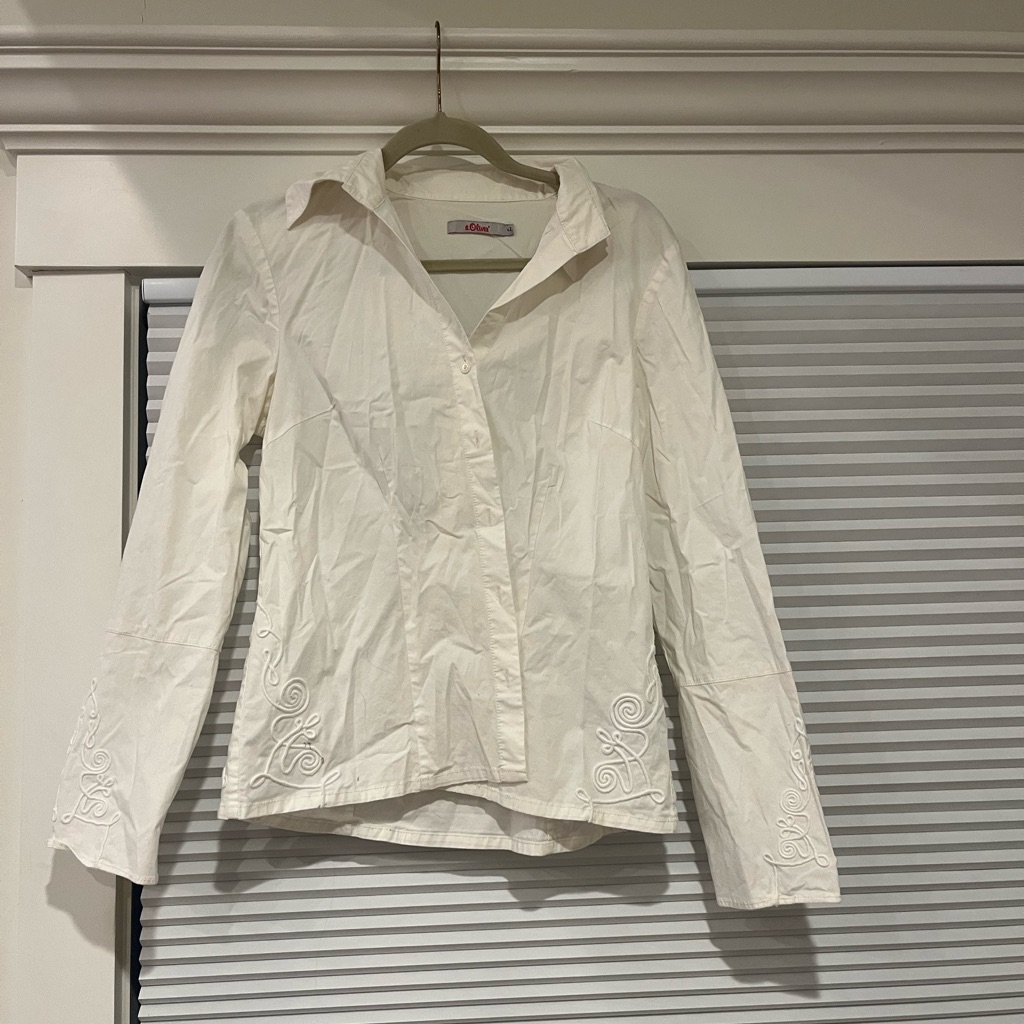 Embroidered White Button Down